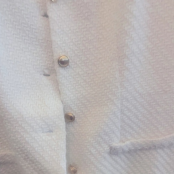 BeBop Ivory Textured V-neck Vest Style Mini Dress (Medium) with Gold Buttons - Picture 3 of 10